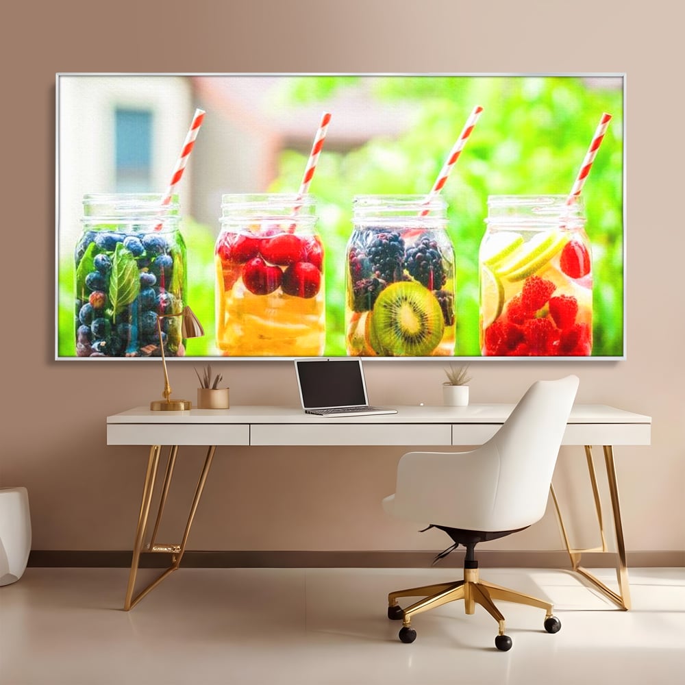 Tablou Canvas Patru Borcane cu Limonada de Fructe, Rosu si Galben, N1013